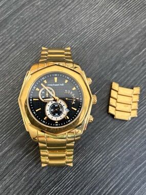 Michael Hill Men's Gold Chronograph Watch - w/ Extra Links
